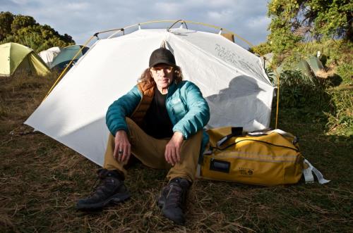 Your intrepid adventurer outside my tent in Ethiopia's Simien Mountains