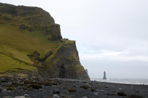 The volcanic sand of Reynisfjara beach in Southern Iceland