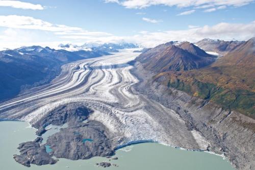The Lowell Glacier in Yukon, taken from a Cessna 207